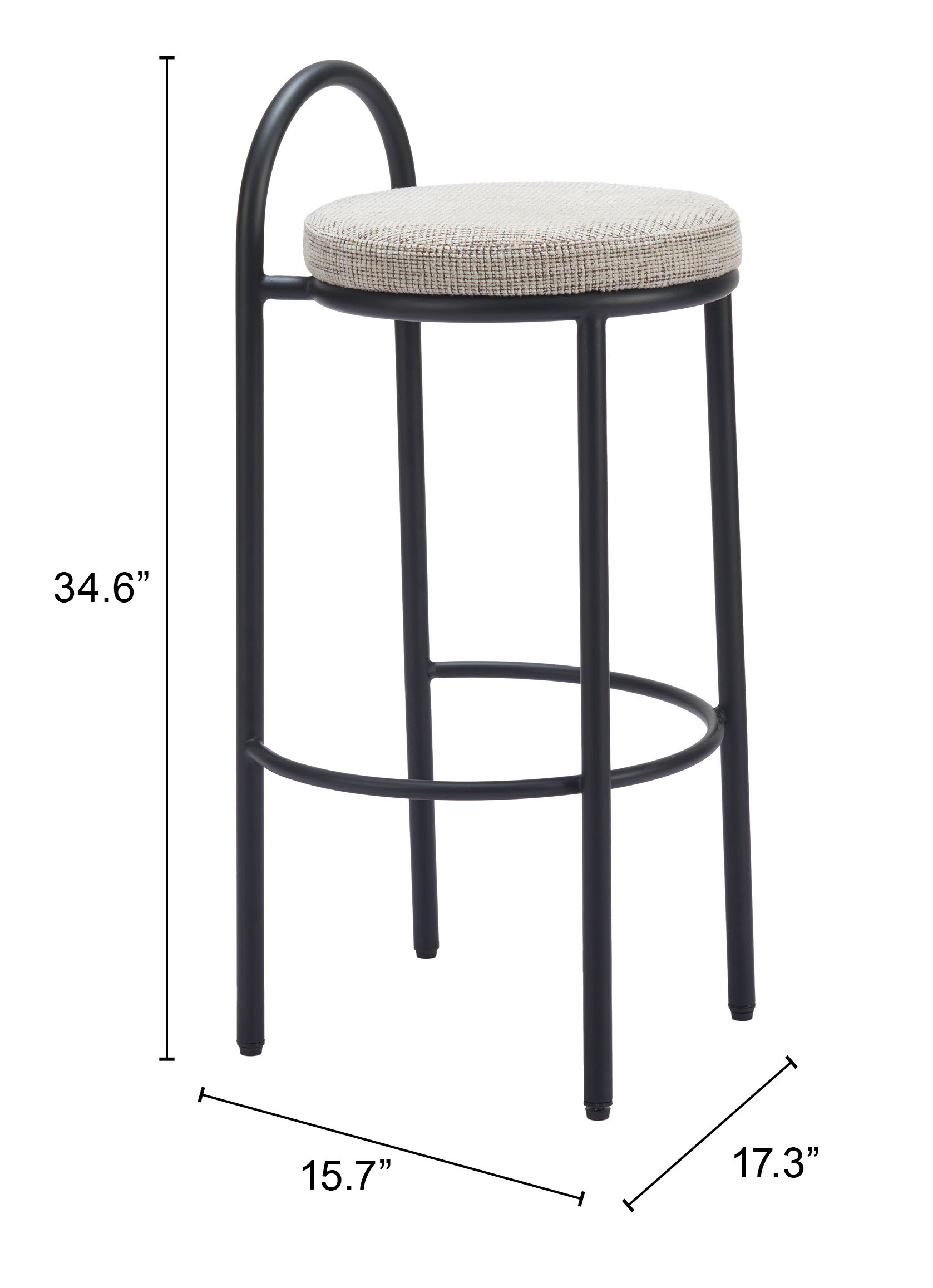 ZUO - Sisal Barstool (Set of 2) in Beige Tweed