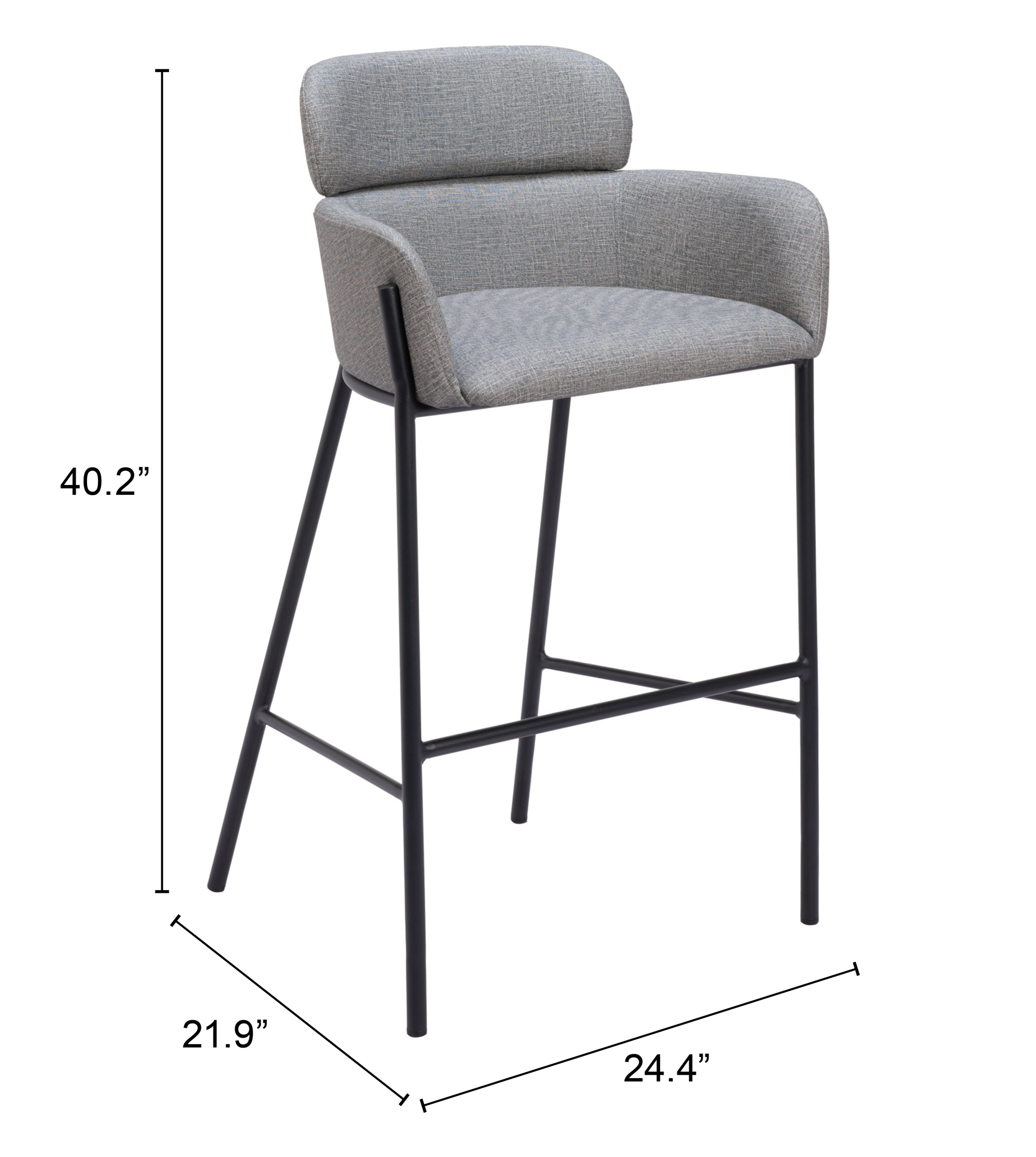ZUO Bremor Barstool - Slate Gray