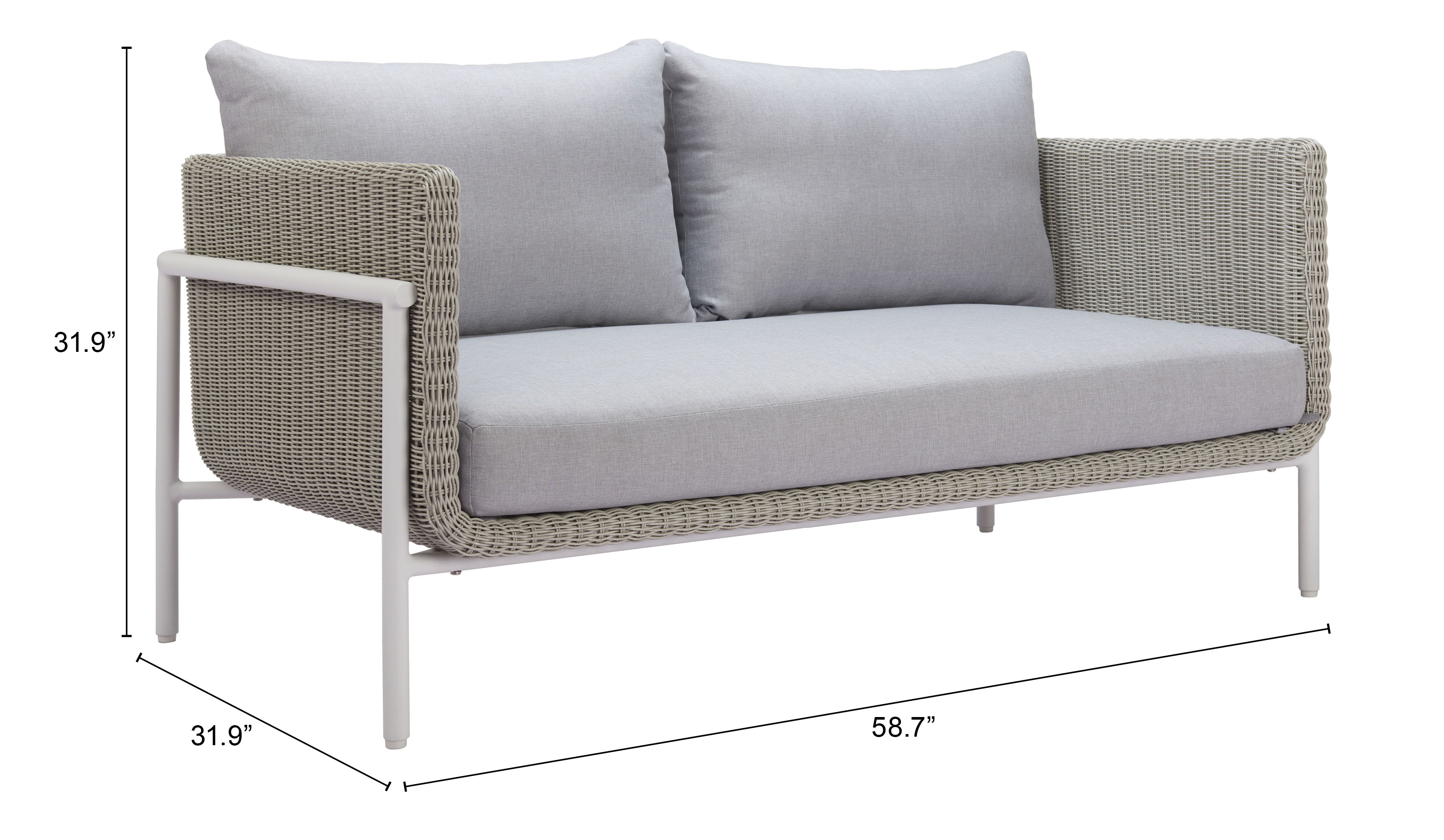 ZUO - Frais Loveseat in Gray