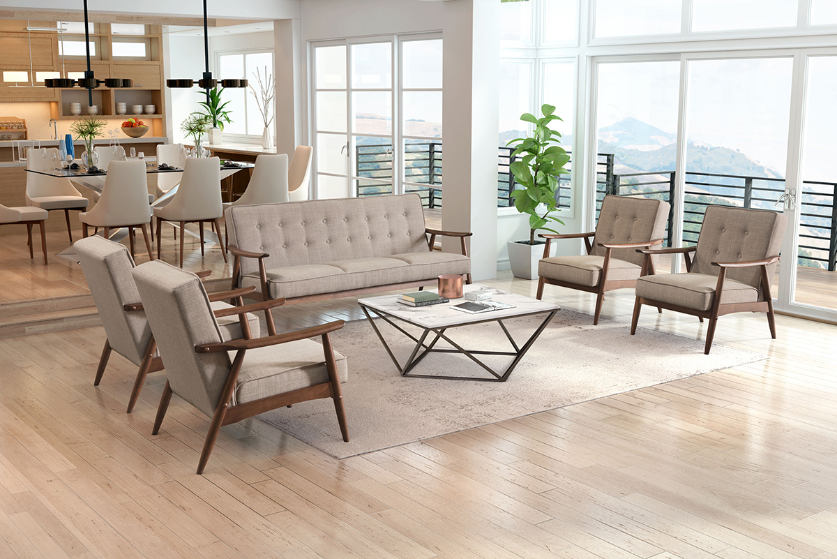 ZUO Rocky Sofa - Putty/Walnut
