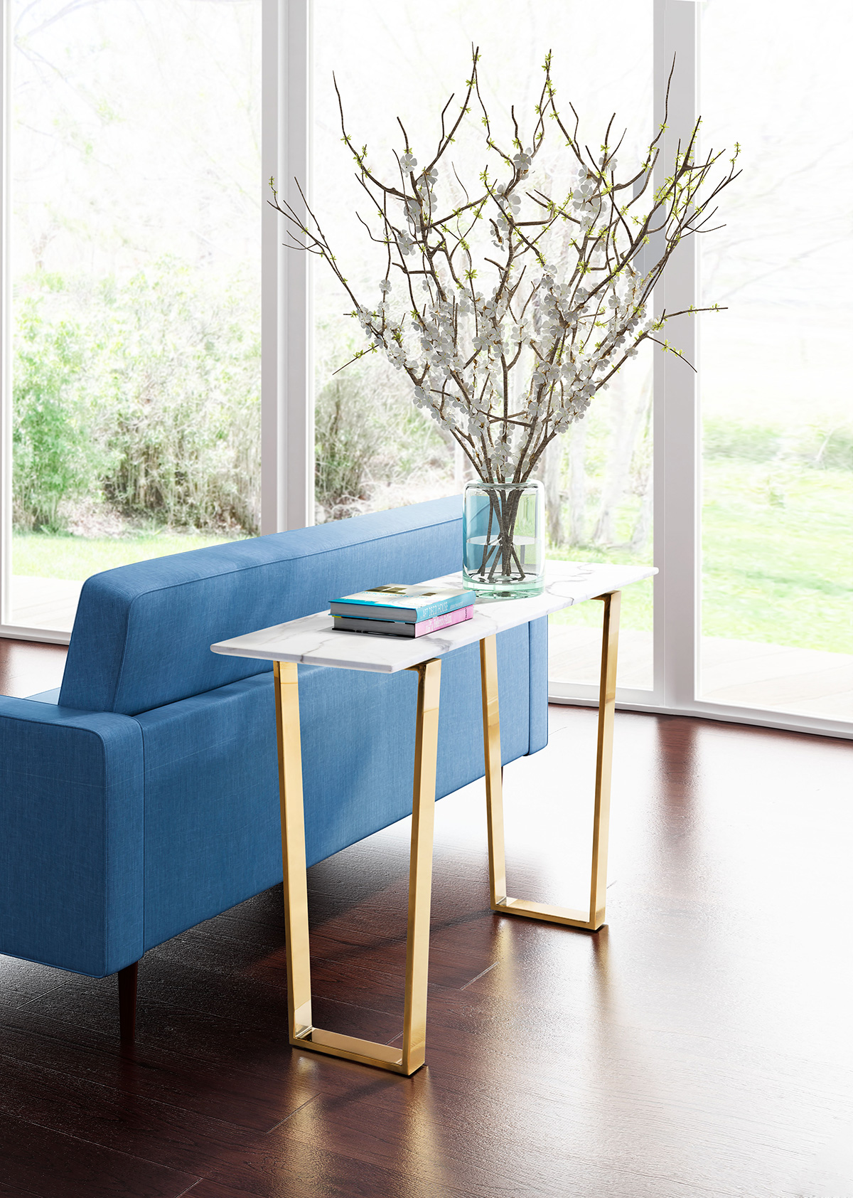 ZUO Atlas Console Table - White/Gold