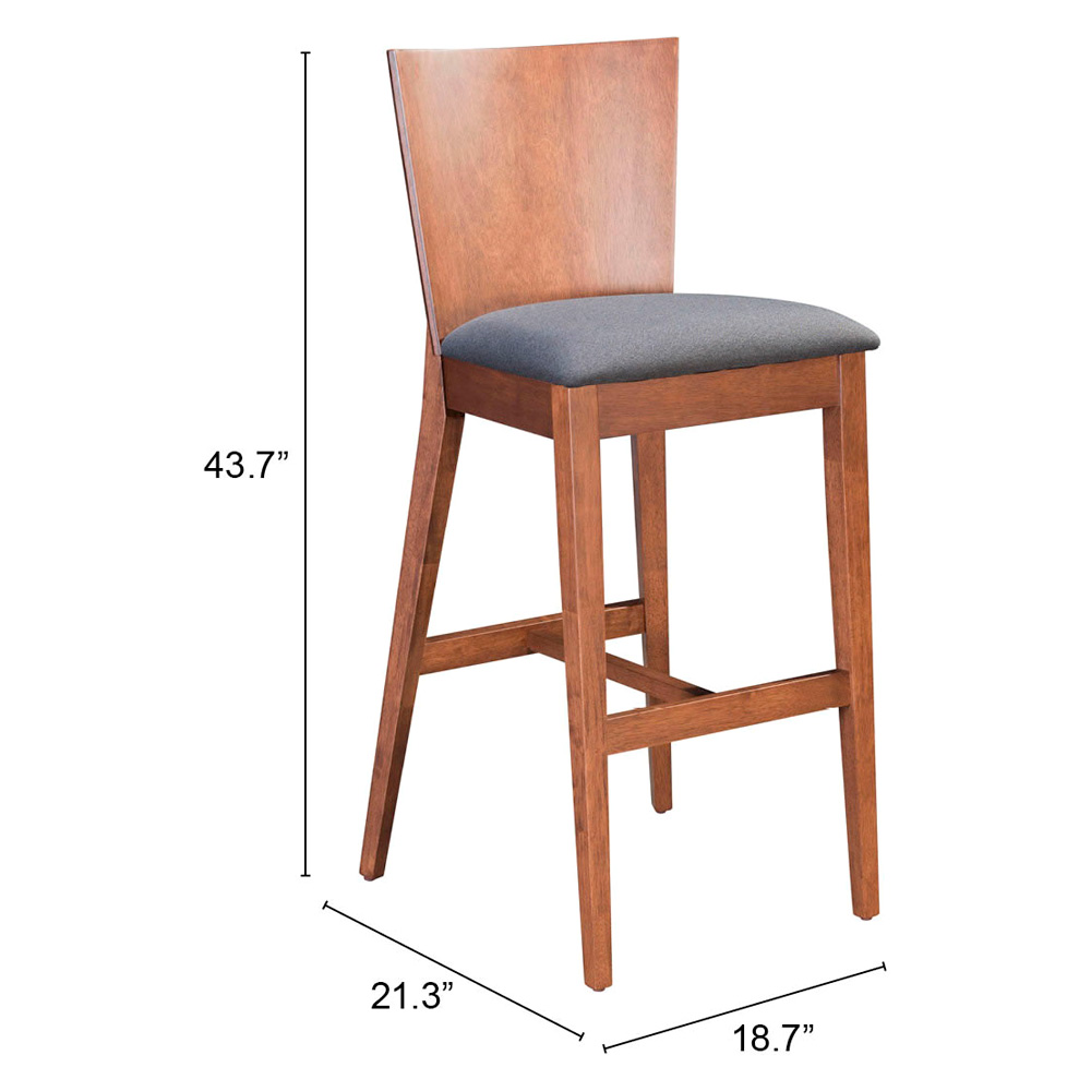 ZUO - Ambrose Bar Chair (Set Of 2) in Walnut/Dark Gray