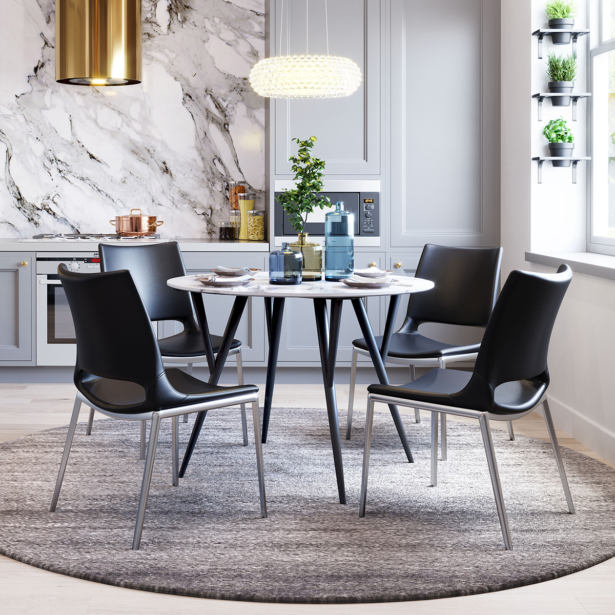 ZUO Ace Dining Chair (Set Of 2) - Black/Silver