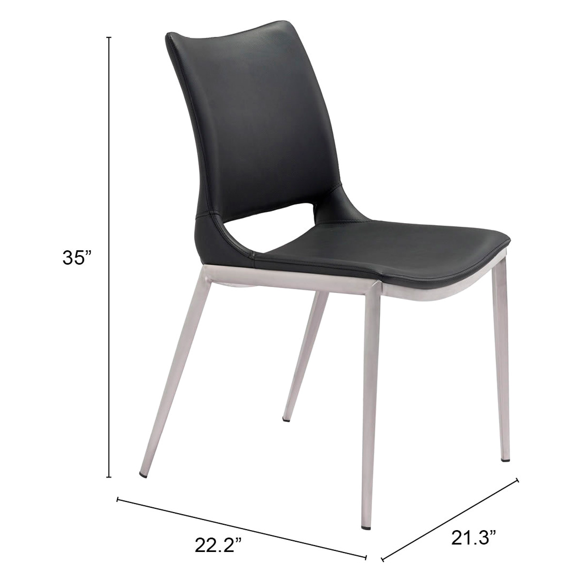 ZUO Ace Dining Chair (Set Of 2) - Black/Silver