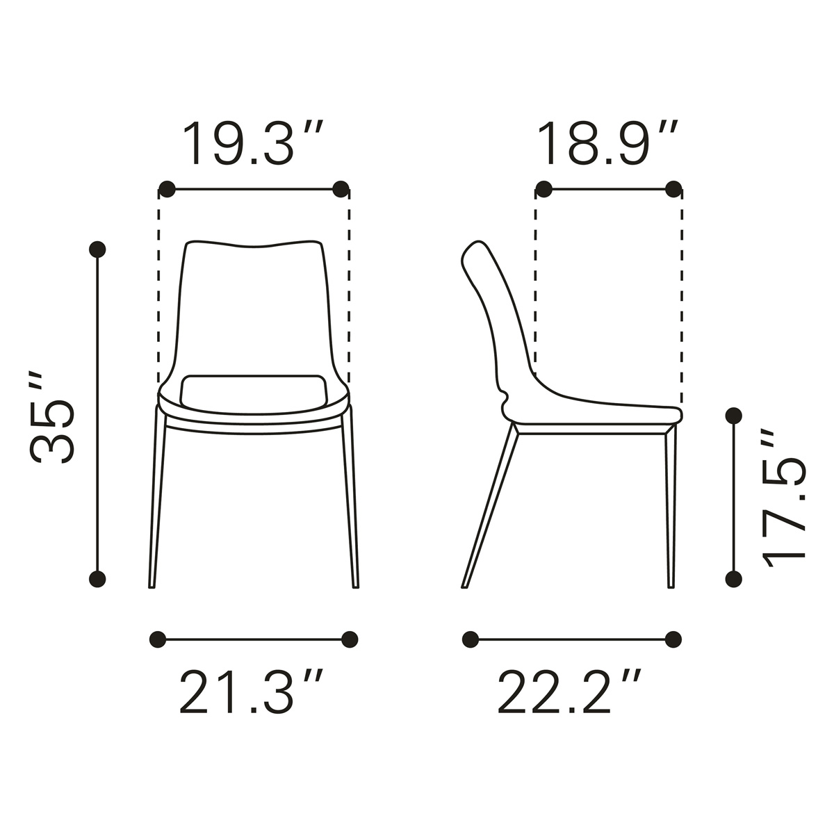ZUO Ace Dining Chair (Set Of 2) - Black/Silver