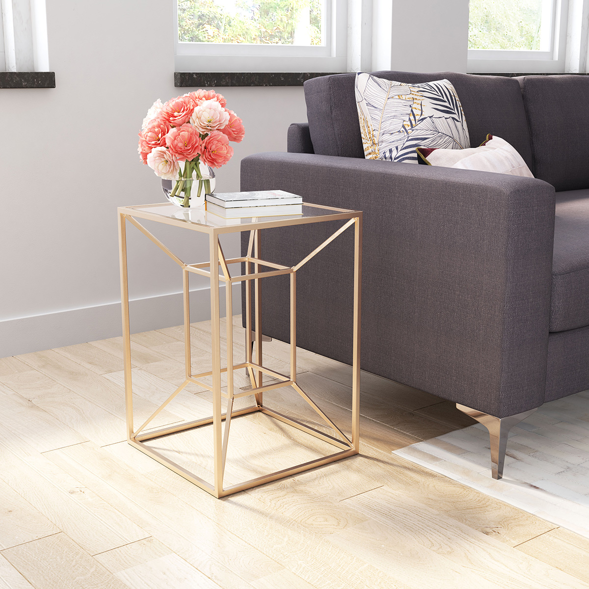 ZUO - Canyon Side Table in Clear/Gold