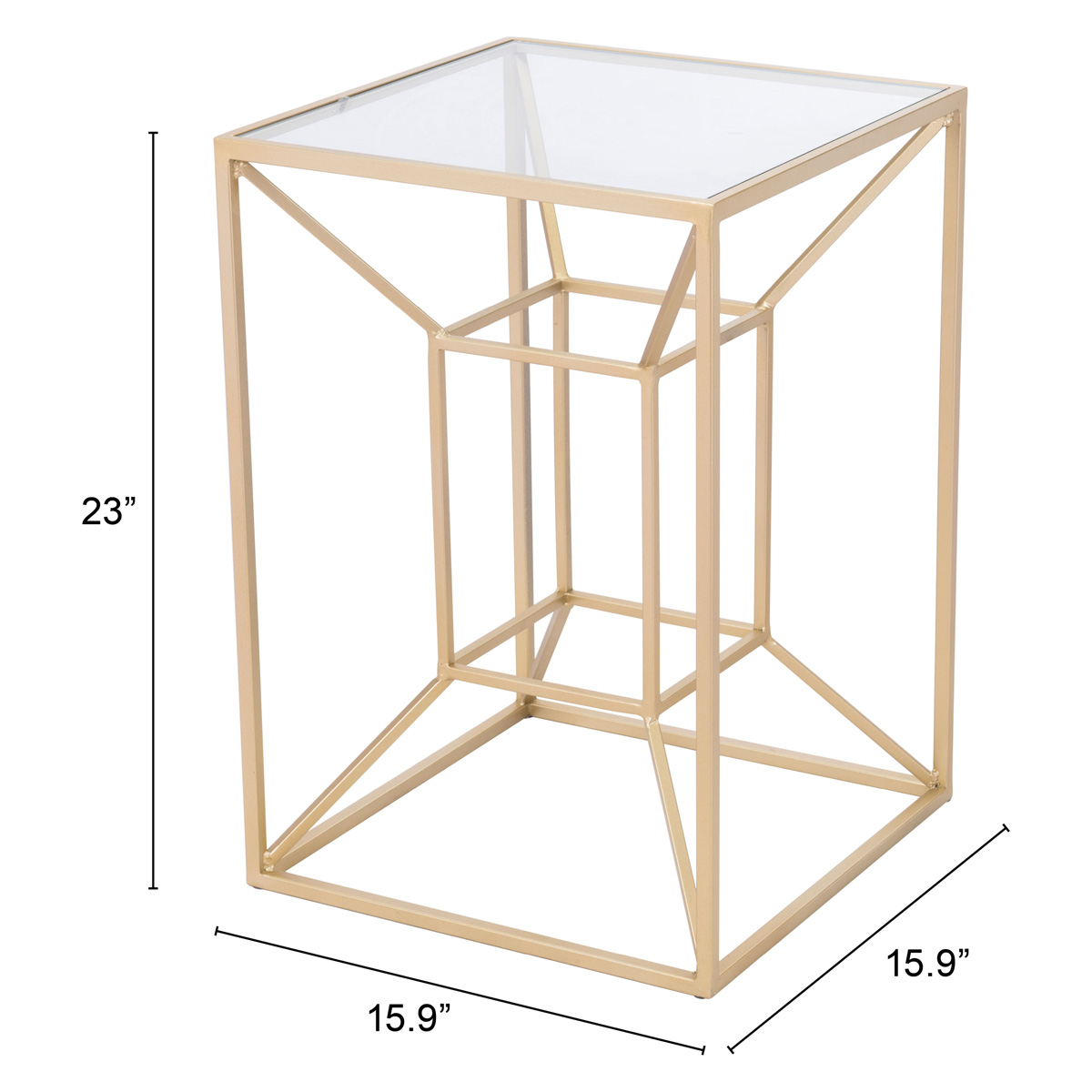 ZUO - Canyon Side Table in Clear/Gold