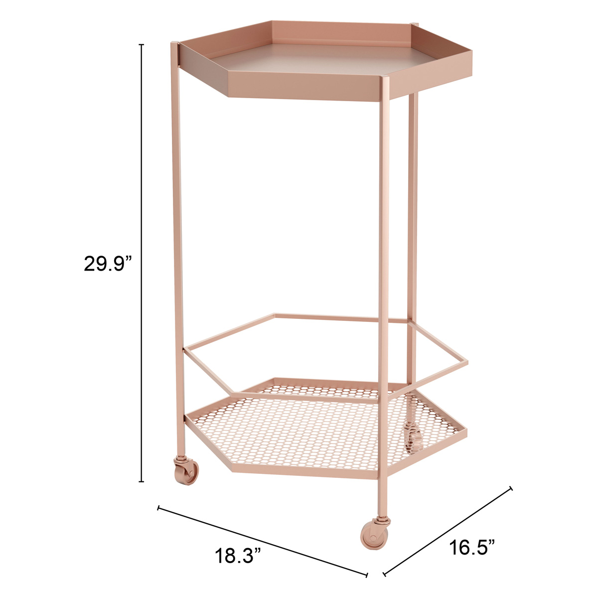 ZUO - Hex Bar Cart in Gold