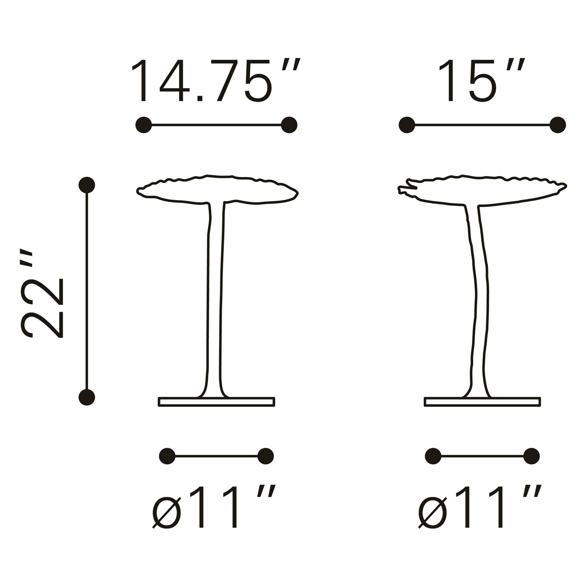 ZUO - Lily Side Table in Gold