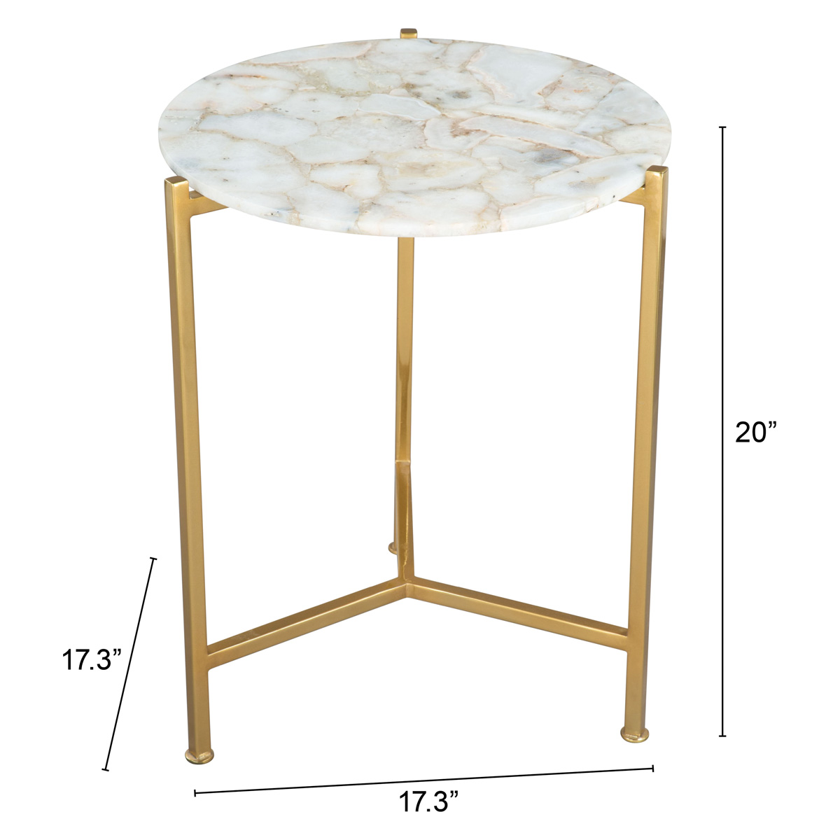 ZUO - Haru Side Table in White/Gold