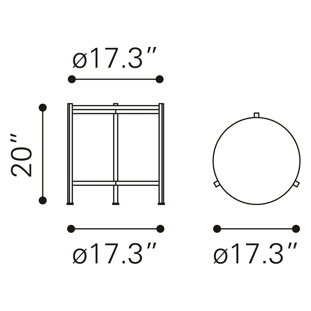 ZUO - Haru Side Table in White/Gold