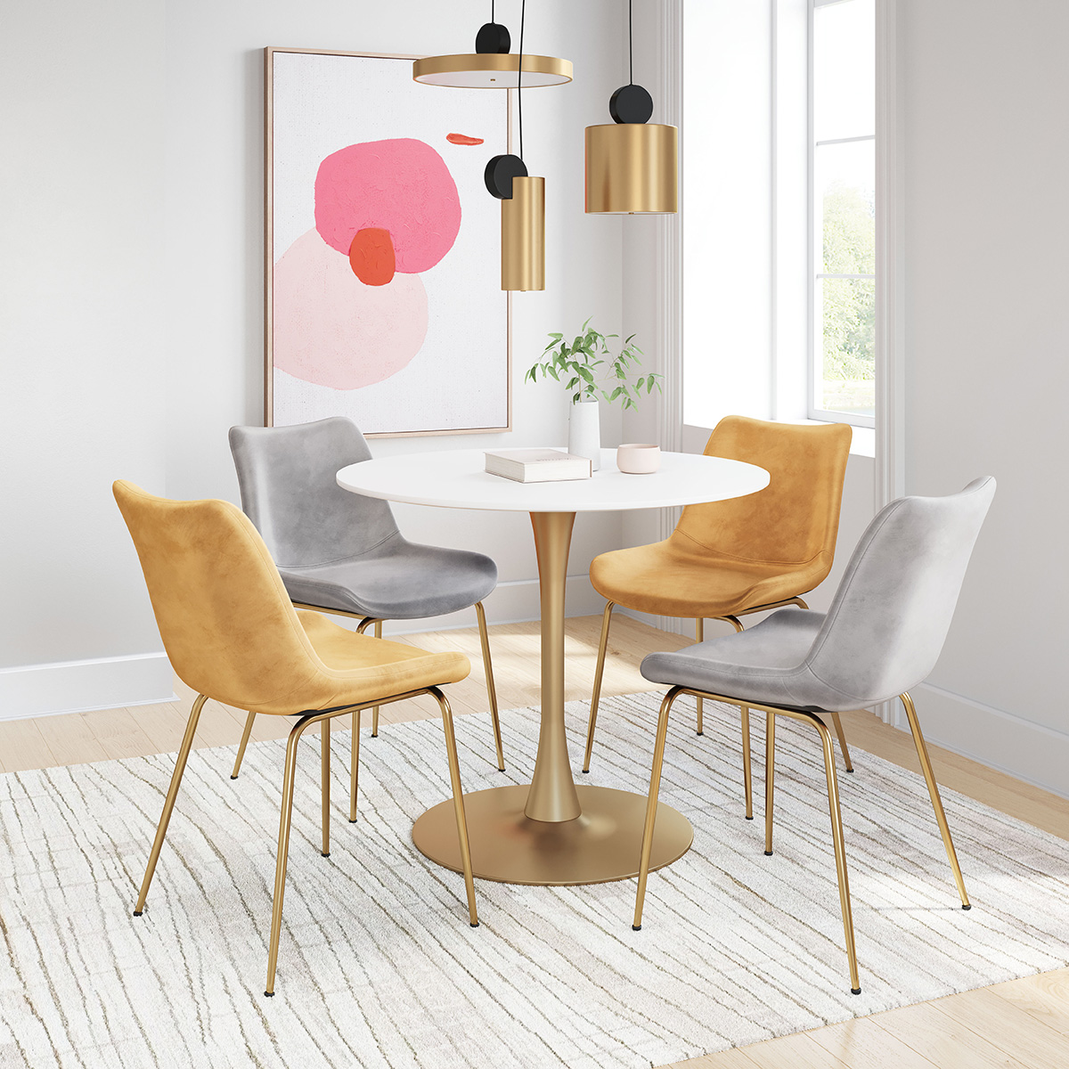 ZUO Opus Dining Table - White/Gold