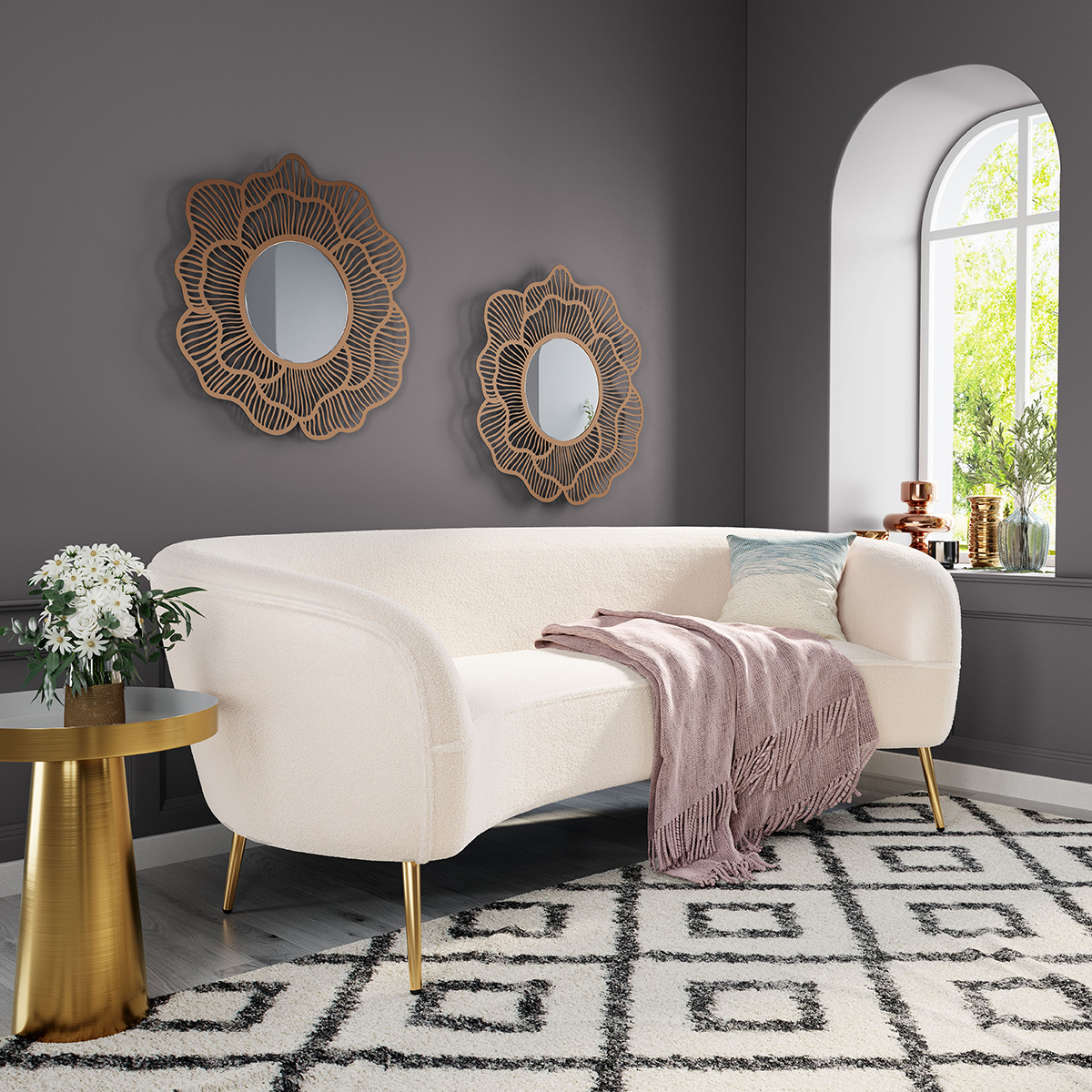 ZUO - Luna Sofa in White/Gold