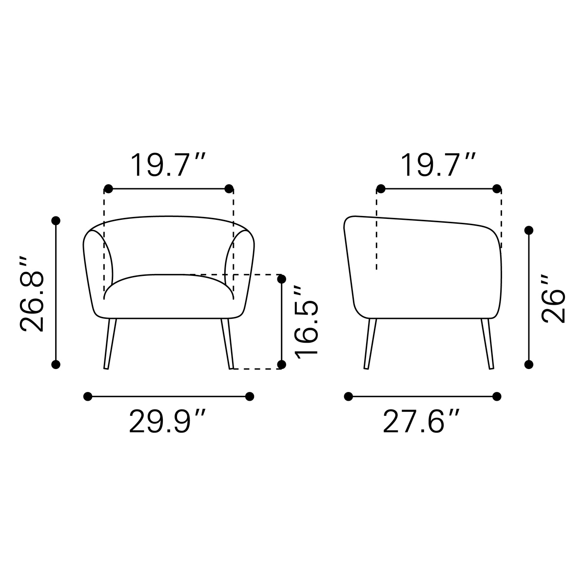 ZUO Deco Accent Chair - Gray/Gold