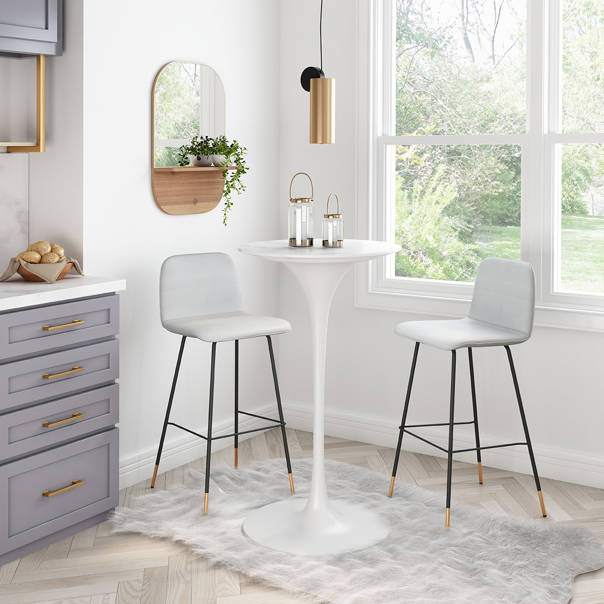 ZUO - Gironde Bar Chair in Light Gray/Black