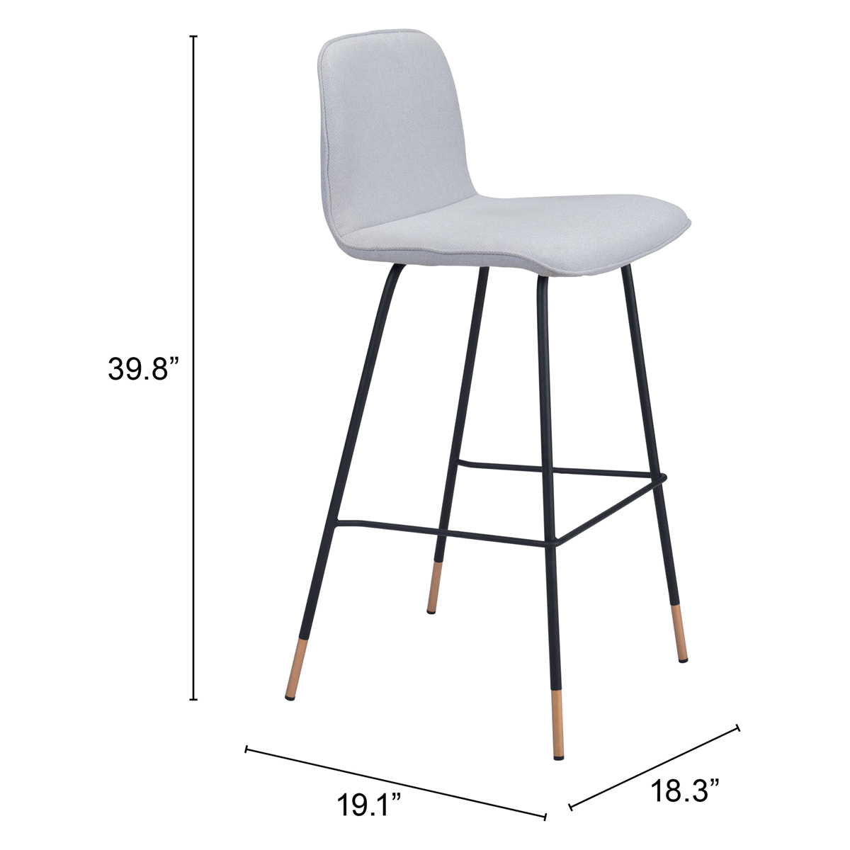 ZUO - Gironde Bar Chair in Light Gray/Black
