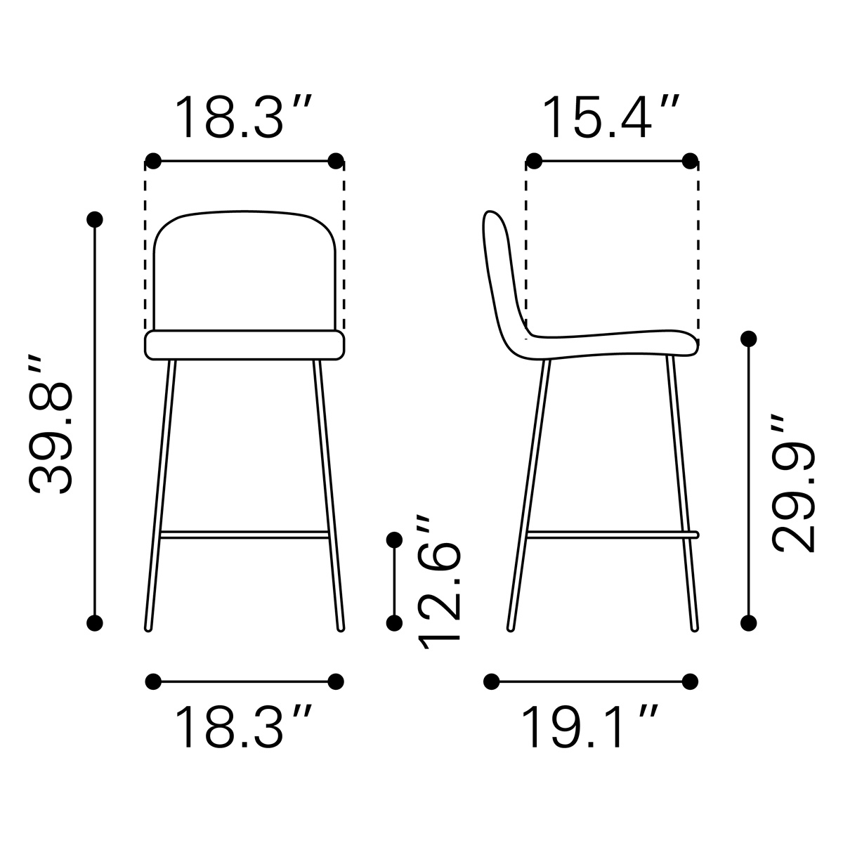 ZUO - Gironde Bar Chair in Light Gray/Black