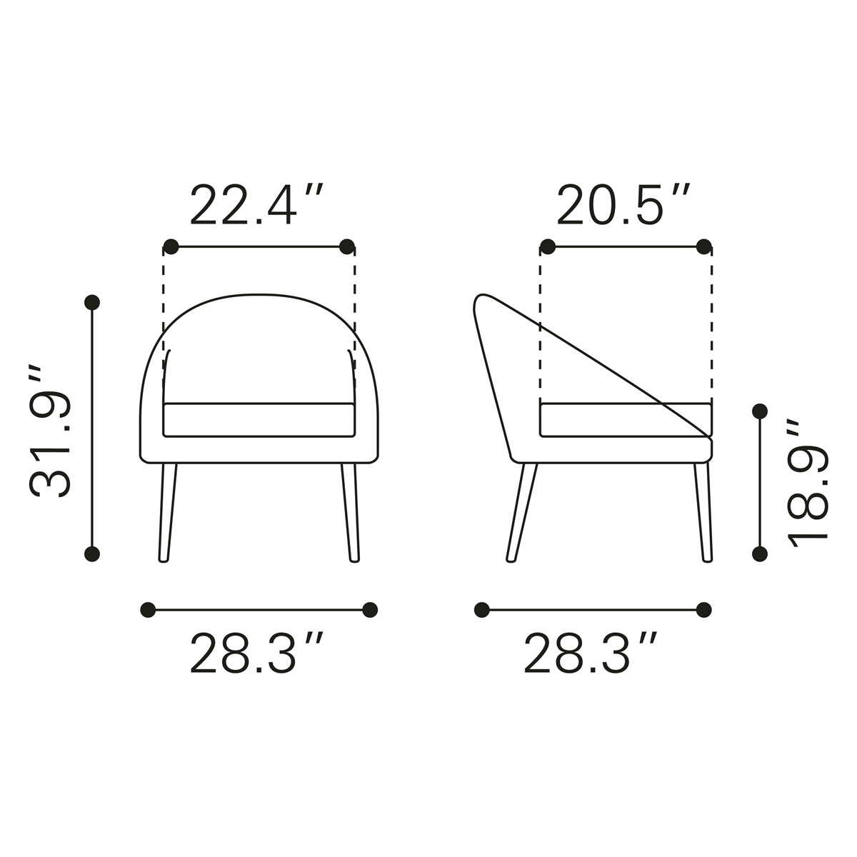 ZUO - Cruise Chair Accent in Gray/Brown