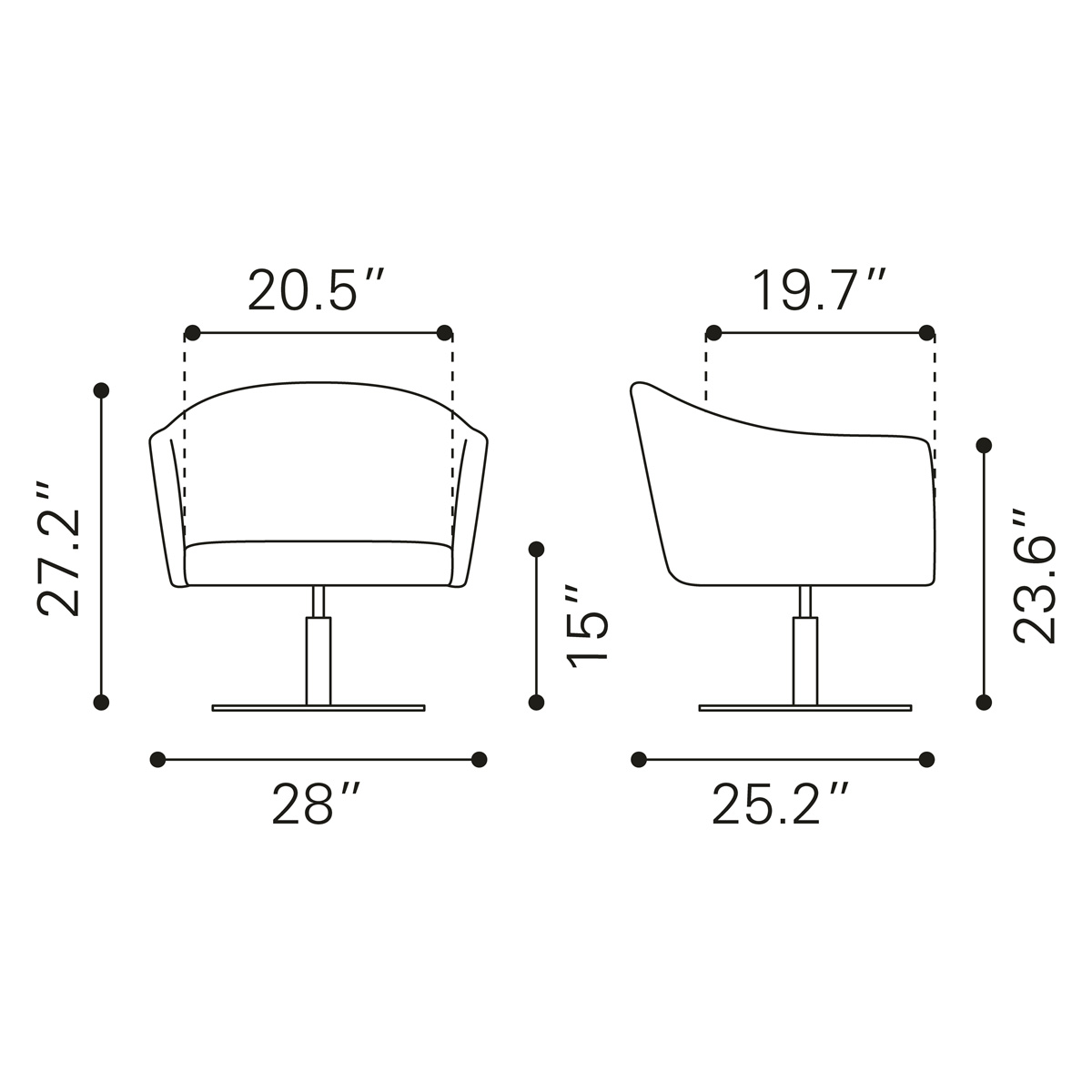 ZUO Justin Accent Chair - Brown/Gold