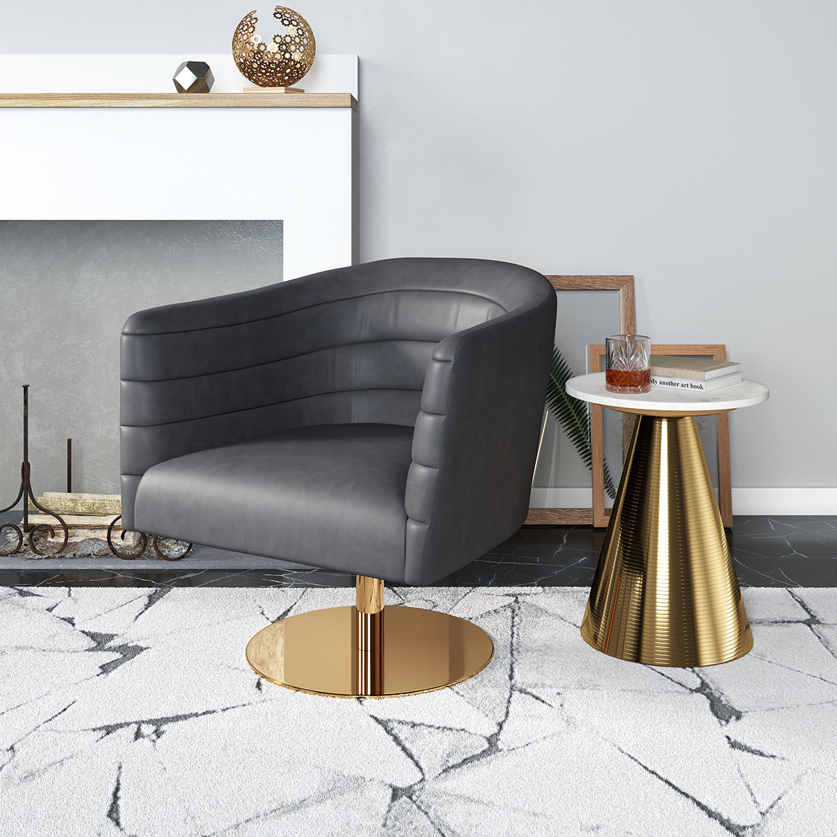 ZUO Justin Accent Chair - Gray/Gold