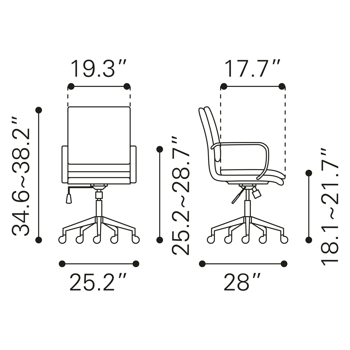 ZUO Partner Office Chair - Black/Chrome