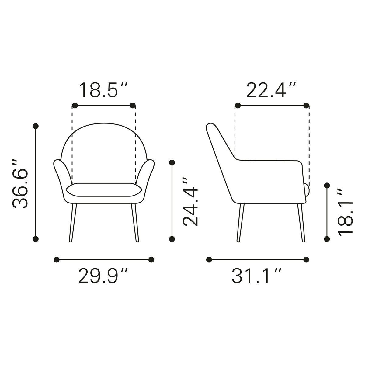 ZUO Alexandria Accent Chair - Yellow/Black/Gold