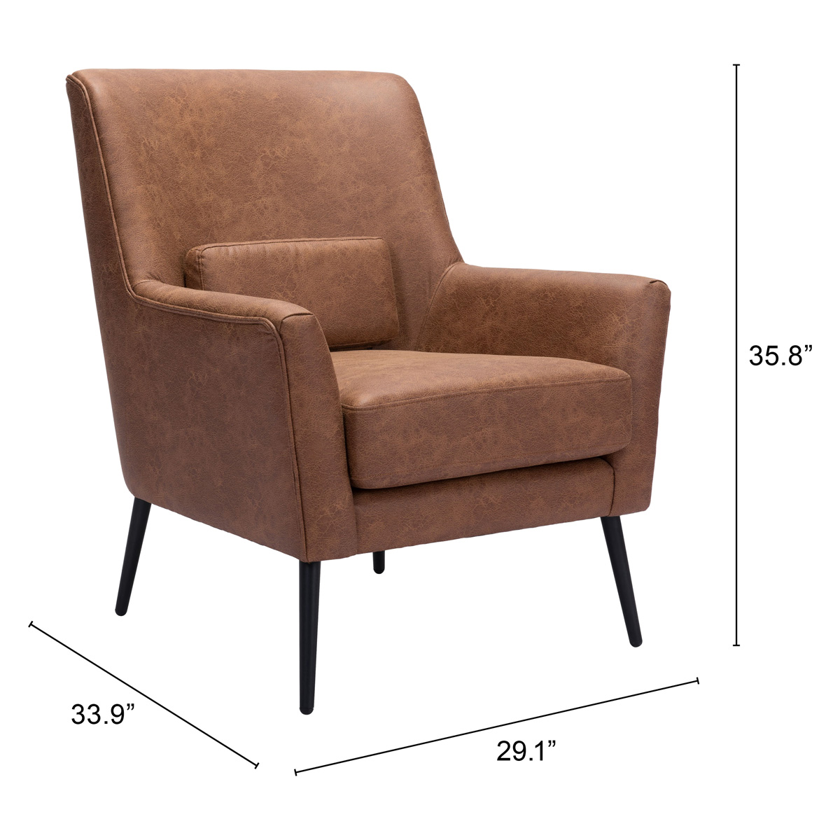 ZUO Ontario Accent Chair - Vintage Brown/Gold