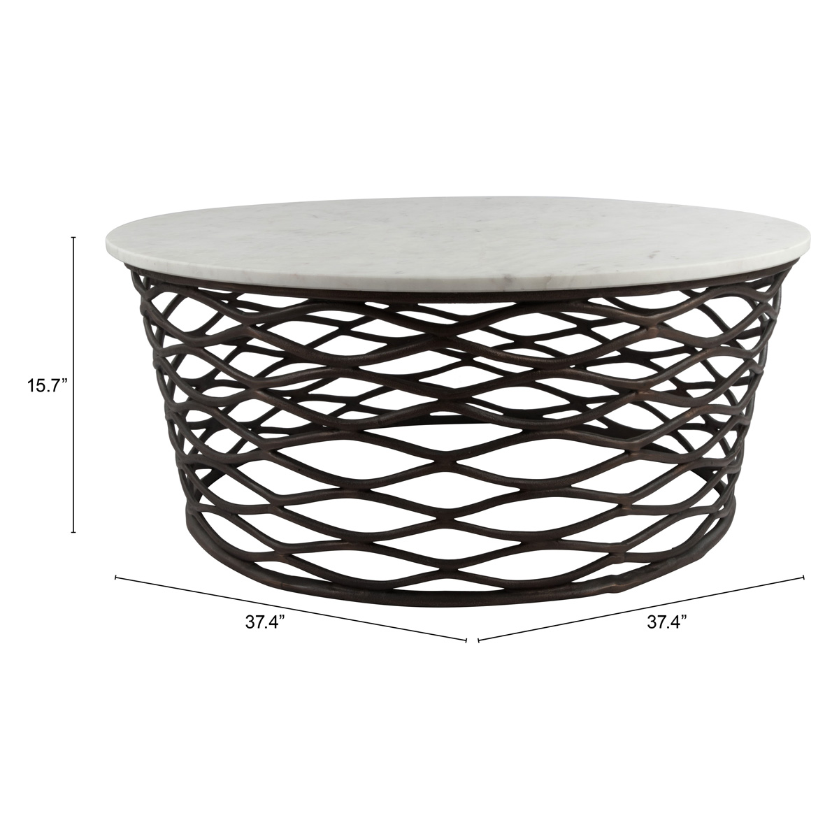 ZUO - Queen Coffee Table in Bronze/White