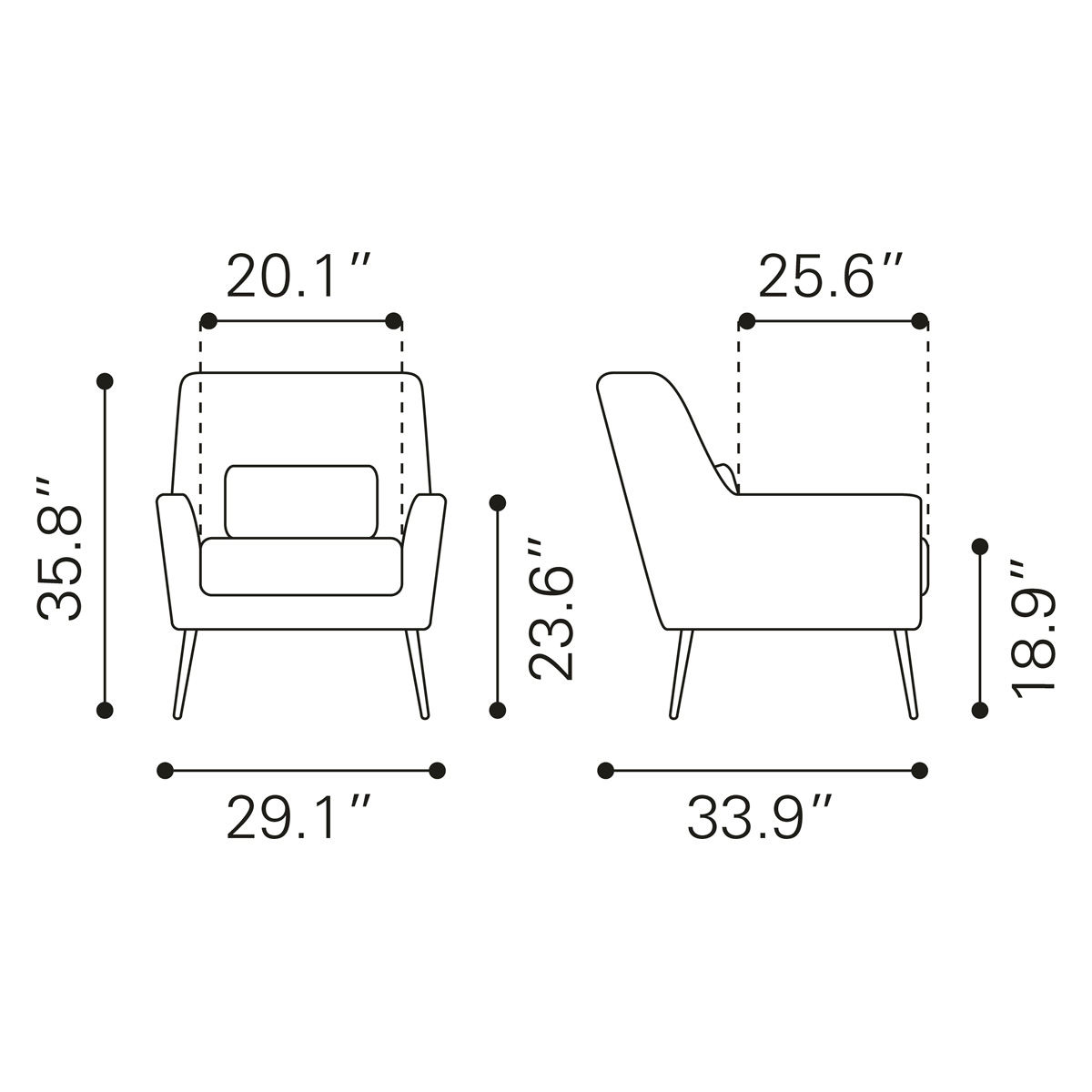 ZUO Ontario Accent Chair - Gray/Black