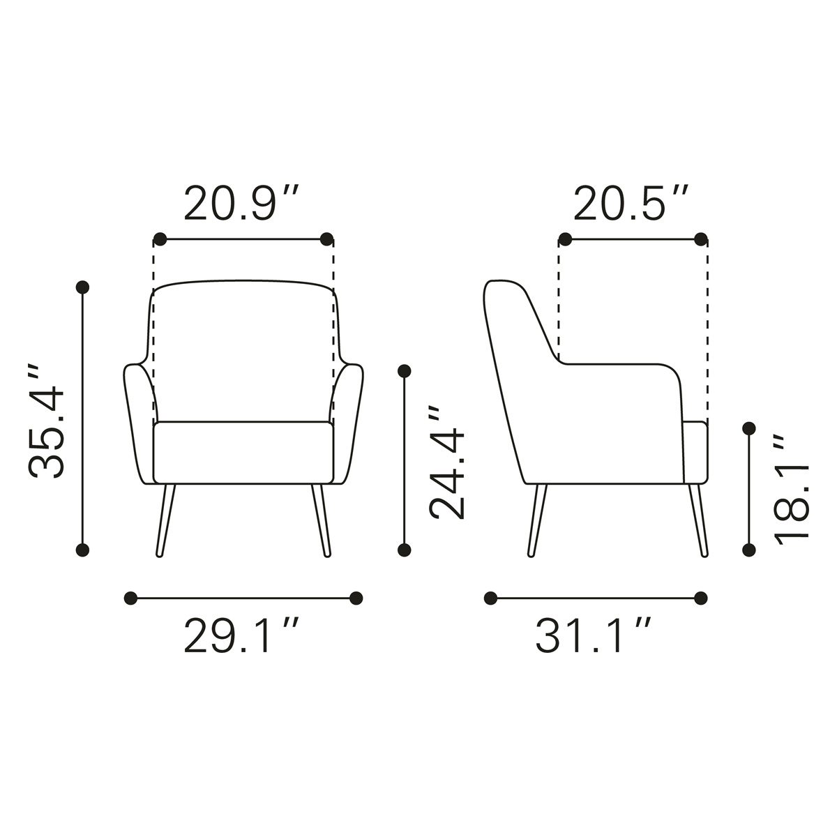 ZUO Tasmania Accent Chair - Gray/Black