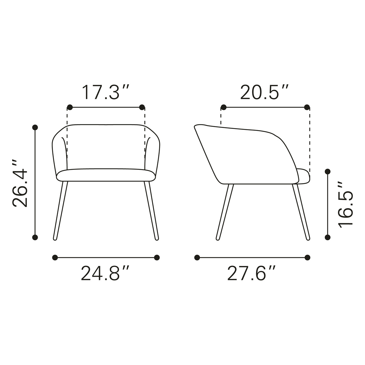 ZUO Papillion Accent Chair - Yellow/Matte Black
