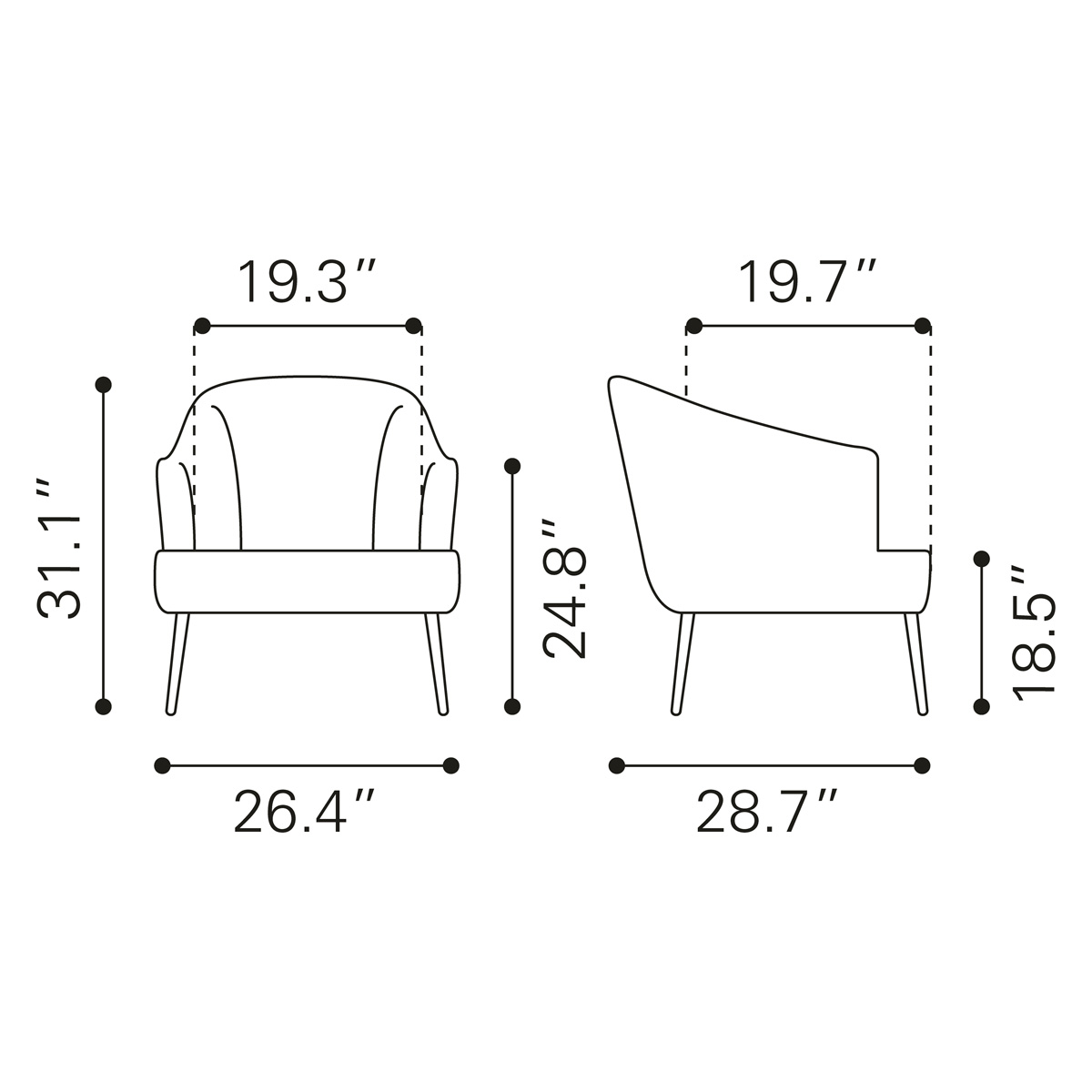 ZUO Ranier Accent Chair - Green/Matte Black