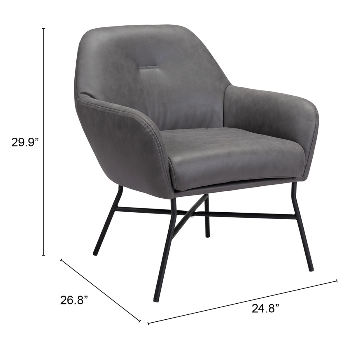 ZUO Hans Accent Chair - Vintage Gray/Matte Black