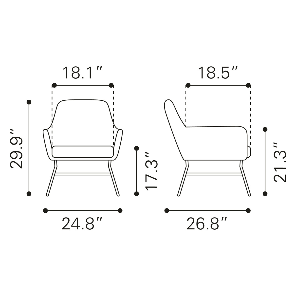 ZUO Hans Accent Chair - Vintage Brown/Matte Black