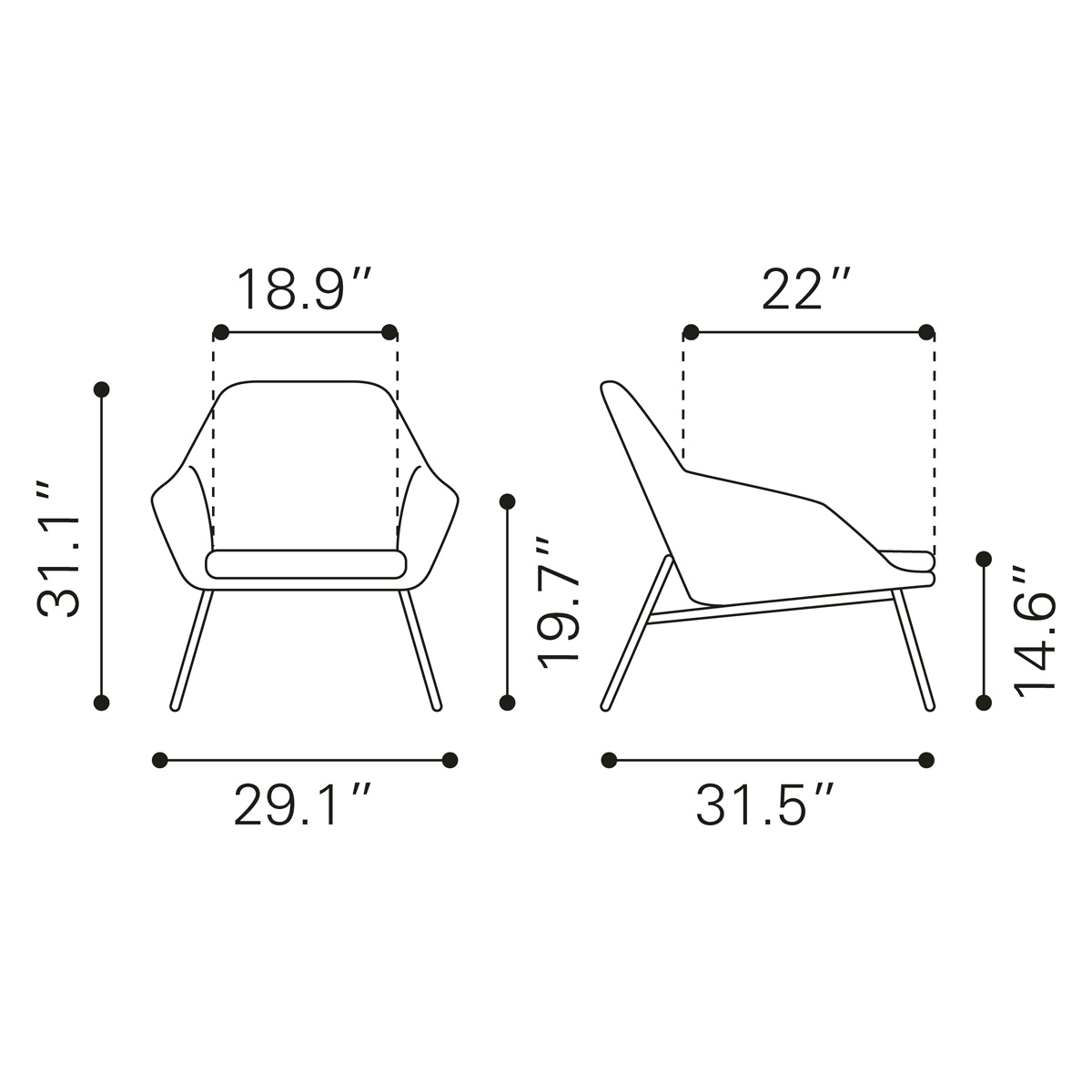 ZUO Manuel Accent Chair - Gray/Matte Black
