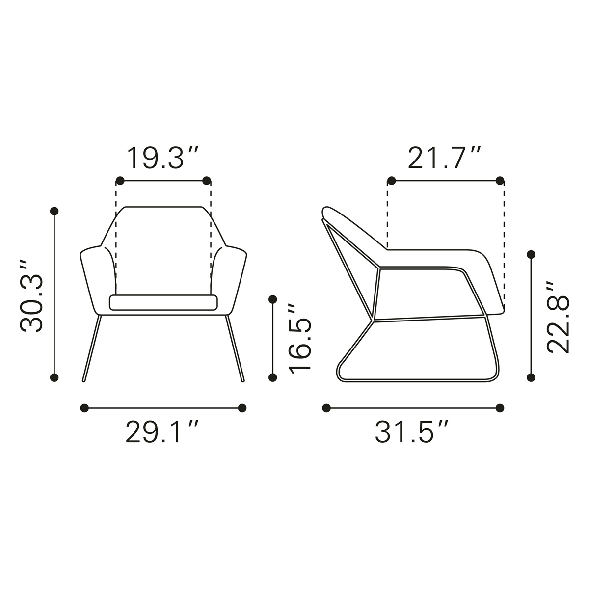 ZUO Jose Accent Chair - Brown/Matte Black
