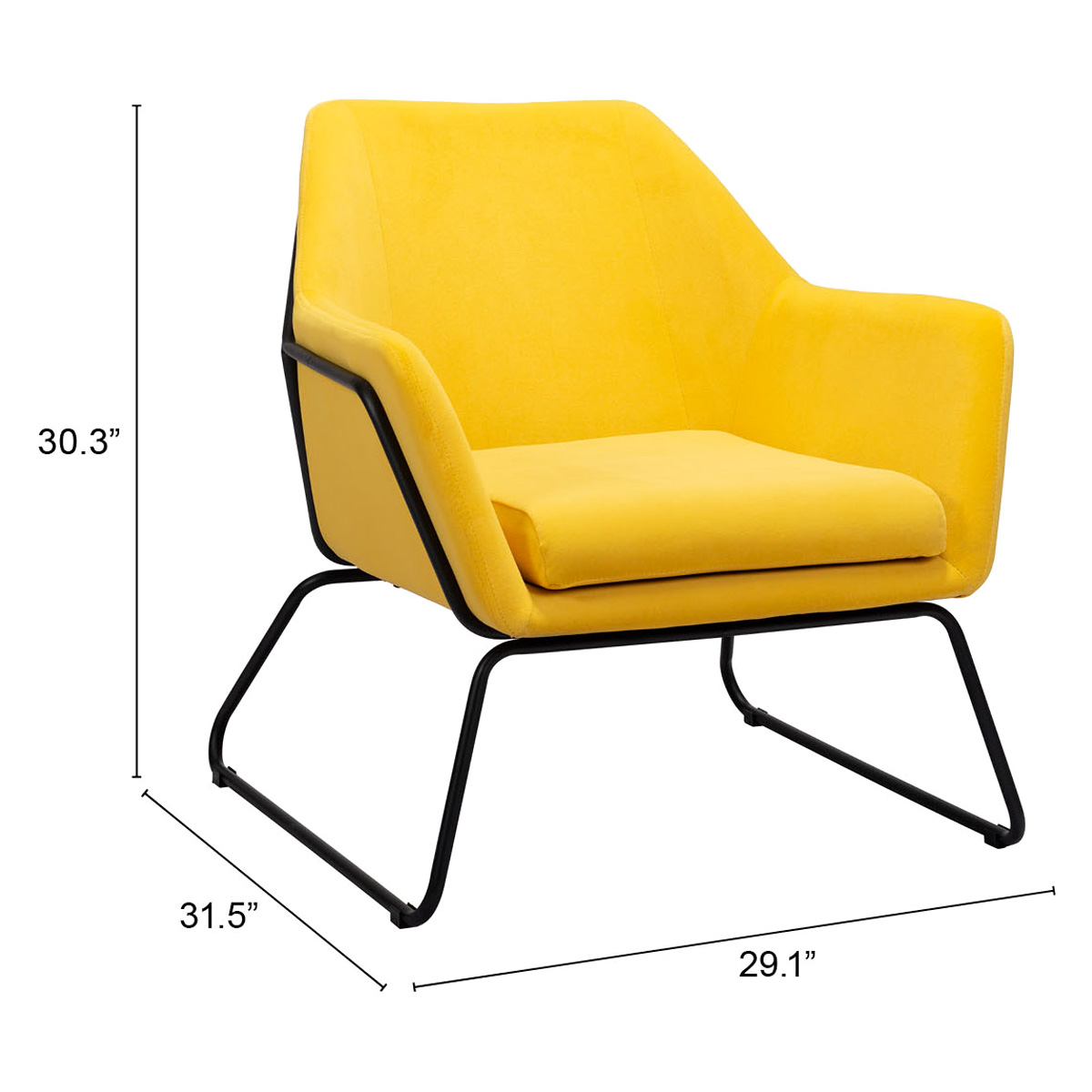 ZUO Jose Accent Chair - Yellow/Matte Black