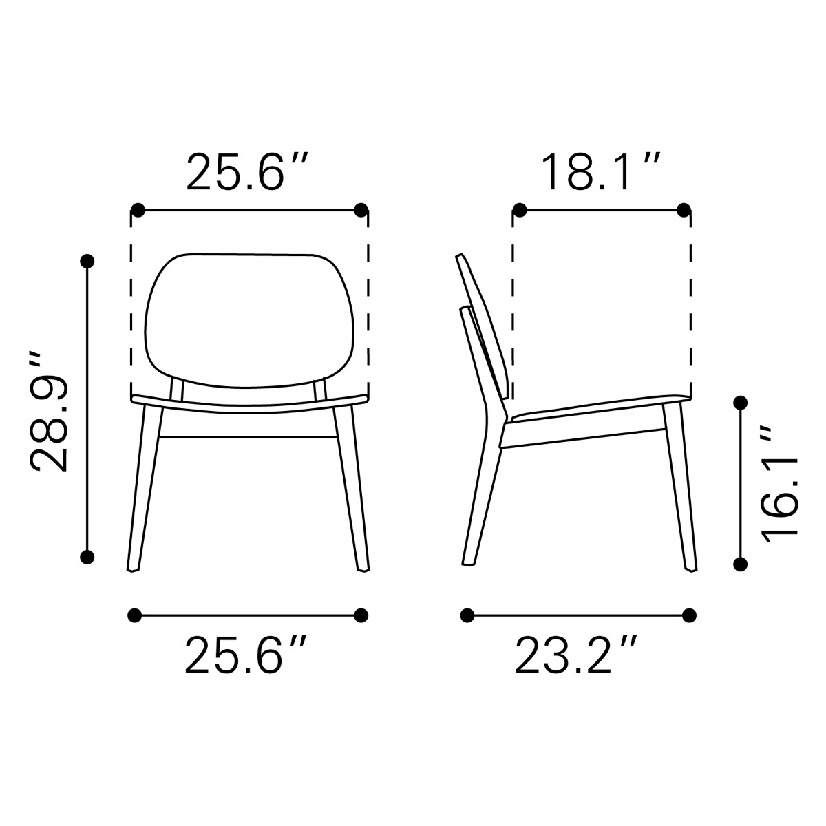 ZUO - Priest Lounge Chair in Walnut
