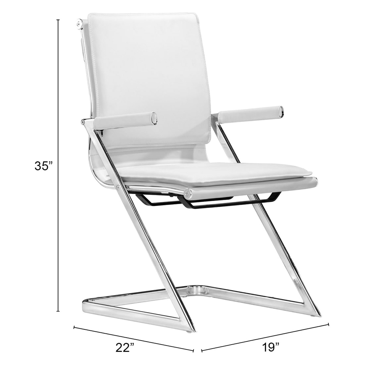 ZUO Lider Plus Conference Chair (Set Of 2) - White/Silver