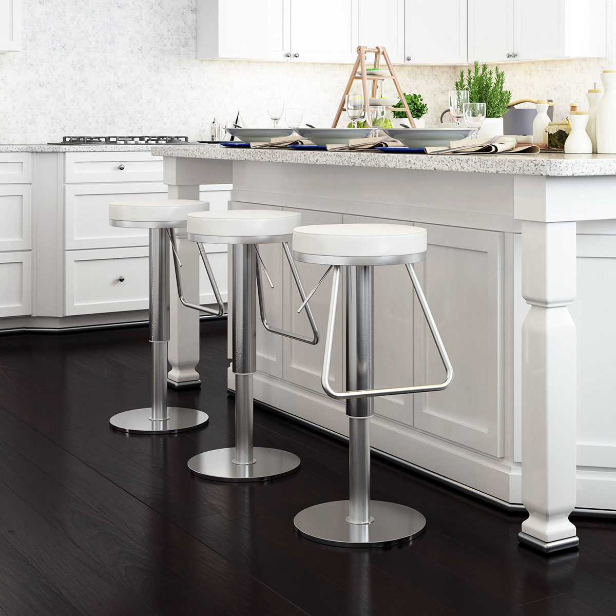 ZUO - Soda Barstool in White/Silver