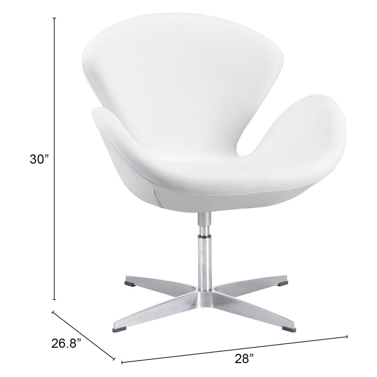 ZUO Pori Occasional Chair - White/Silver