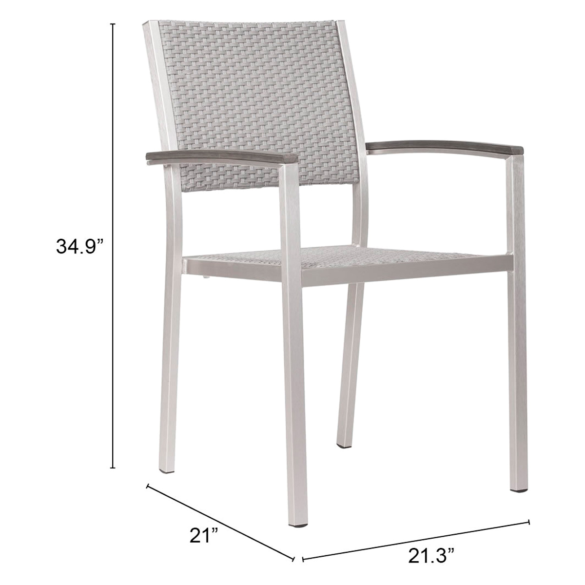 ZUO Metropolitan Arm Chair (Set Of 2) - Silver