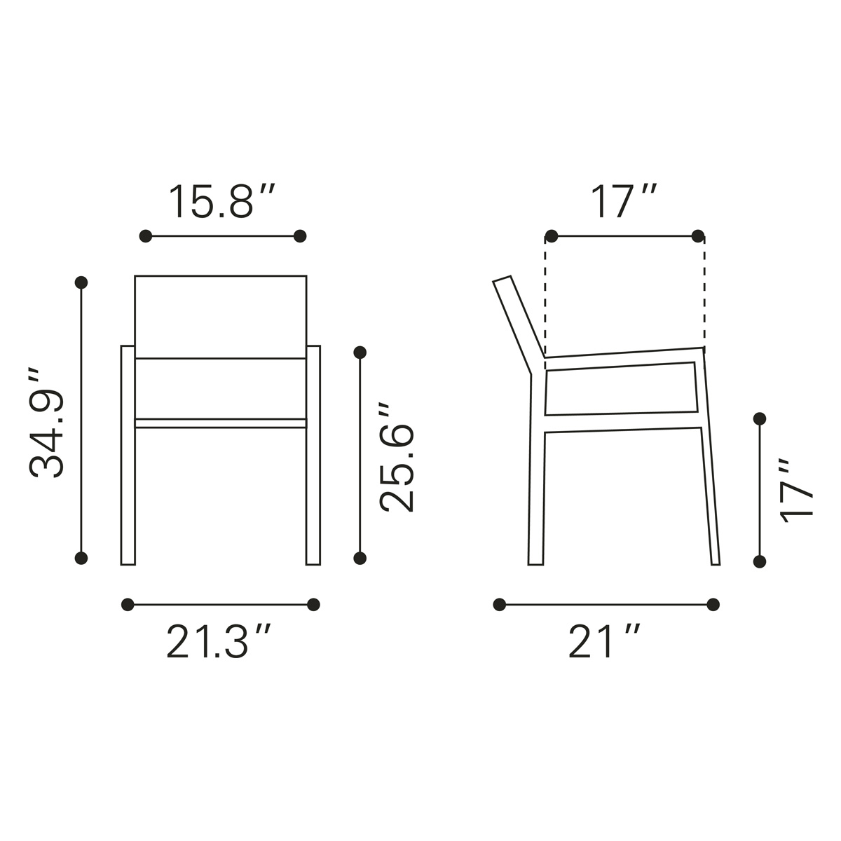 ZUO Metropolitan Arm Chair (Set Of 2) - Silver