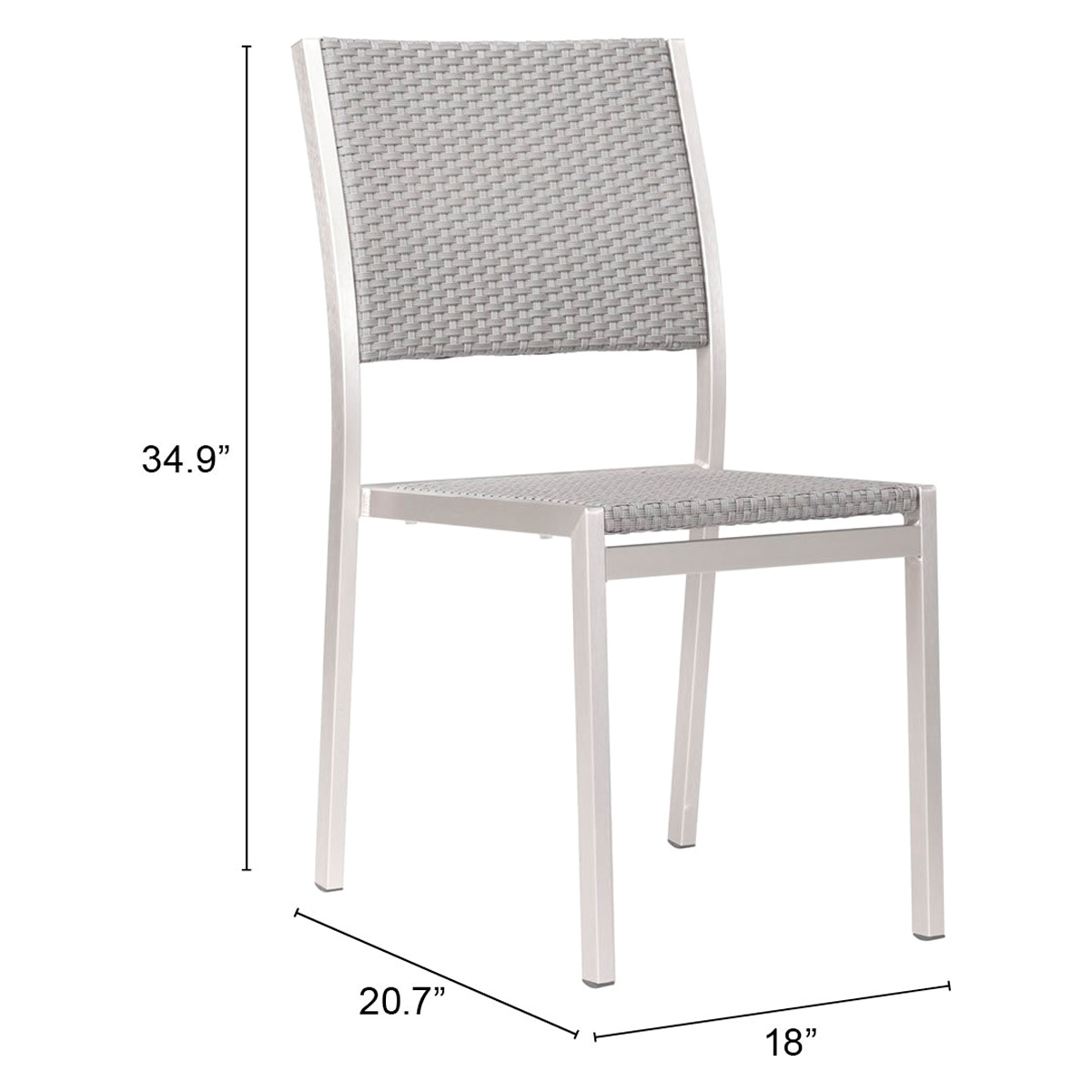 ZUO Metropolitan Armless Chair (Set Of 2) - Silver