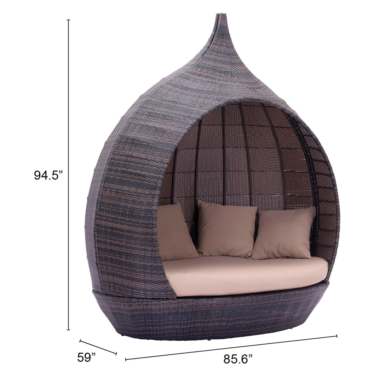 ZUO - Martinique Beach Daybed in Brown/Beige