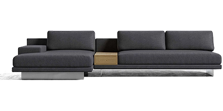 Rove™ Dresden Sectional Sofa With Ash Veneer Side Table Plush Weave Narwhal - Right-Hand-Facing
