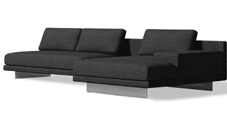 Rove™ Dresden Sectional Sofa with Black Marble Table Chatou Boucle Caviar - Right-Hand-Facing